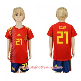 Maillot/Tenue Espagne Silva 21 Enfant Domicile Coupe du monde 2018
